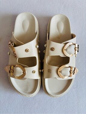 Cream Buckle Slide Sandals Size 40 US Size 8.5/ 9